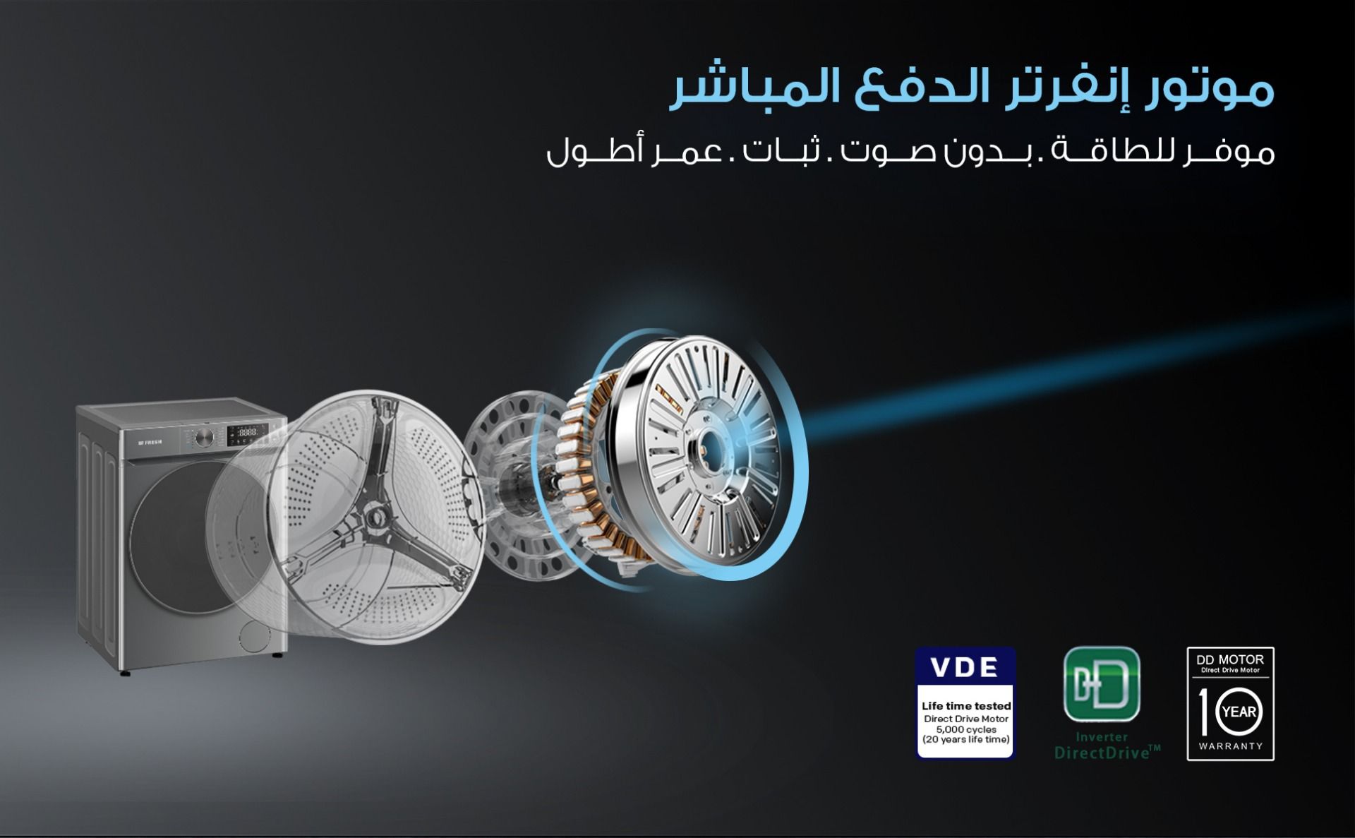 غساله ملابس فريش 7 ك انفرتر 1200 لفه  FL–DD Inverter-PC-CG (22713)