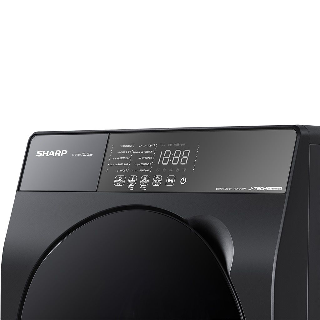 ES-FS104KLE-G  غساله ملابس شارب  فول أوتوماتيك 10 كجم انفرتر رمادي غامق K-PRO