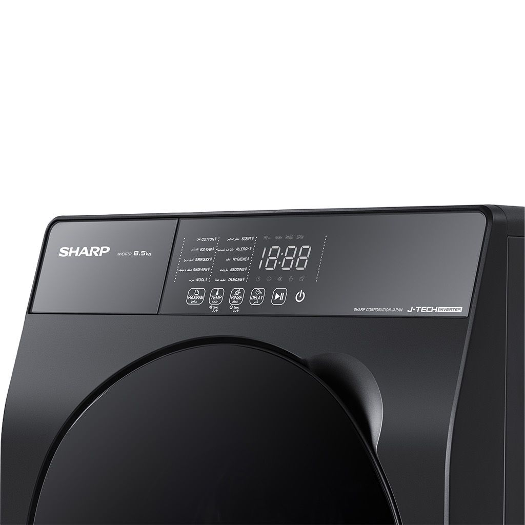 ES-FS852KLE-G غساله ملابس شارب فول أوتوماتيك 8.5 كجم انفرتر رمادي غامق K-PRO