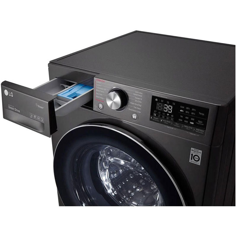 غساله ملابس LG 9 ك فضي 1400 لفه 9/5 KG BLACKSTEEL F4R5VGG2E مجفف